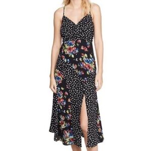 LIKELY black and white polka dot floral midi dress